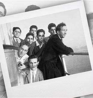 Don Luigi Giussani, al faro di Portofino con alcuni ragazzi nel 1956 (Archivio Fraternità CL)